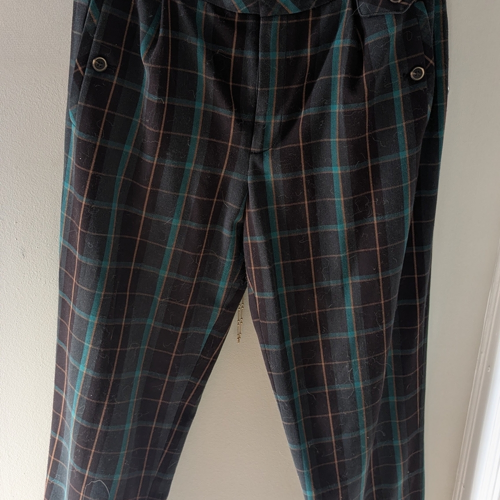 Cartonnier Plaid Ankle Pants - Black and Green
